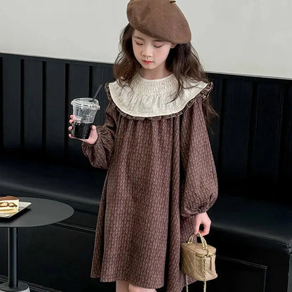 Lapel Collar Autumn Dress